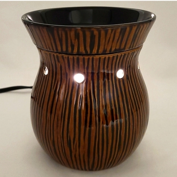 Scentsy Zingana Warmer Full Size Wax Melts Nature Wood Zebrawood Lights Up - Picture 2 of 11